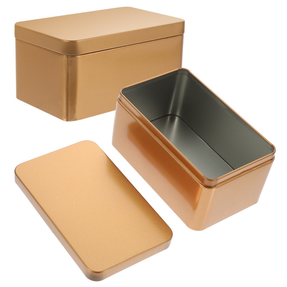 2Pcs Household Tea Box Bulk Tea Packaging Box Rectangular Tinplate Storage