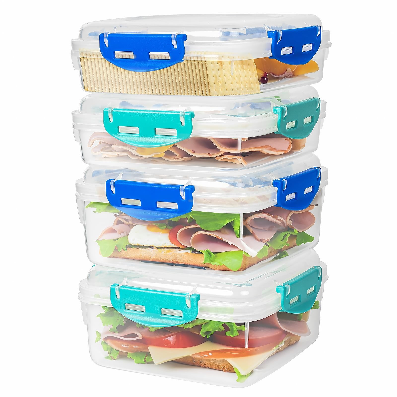 4 PCS Sandwich Containers – 100% Airtight & BPA-& Microwave & Dishwasher Safe…