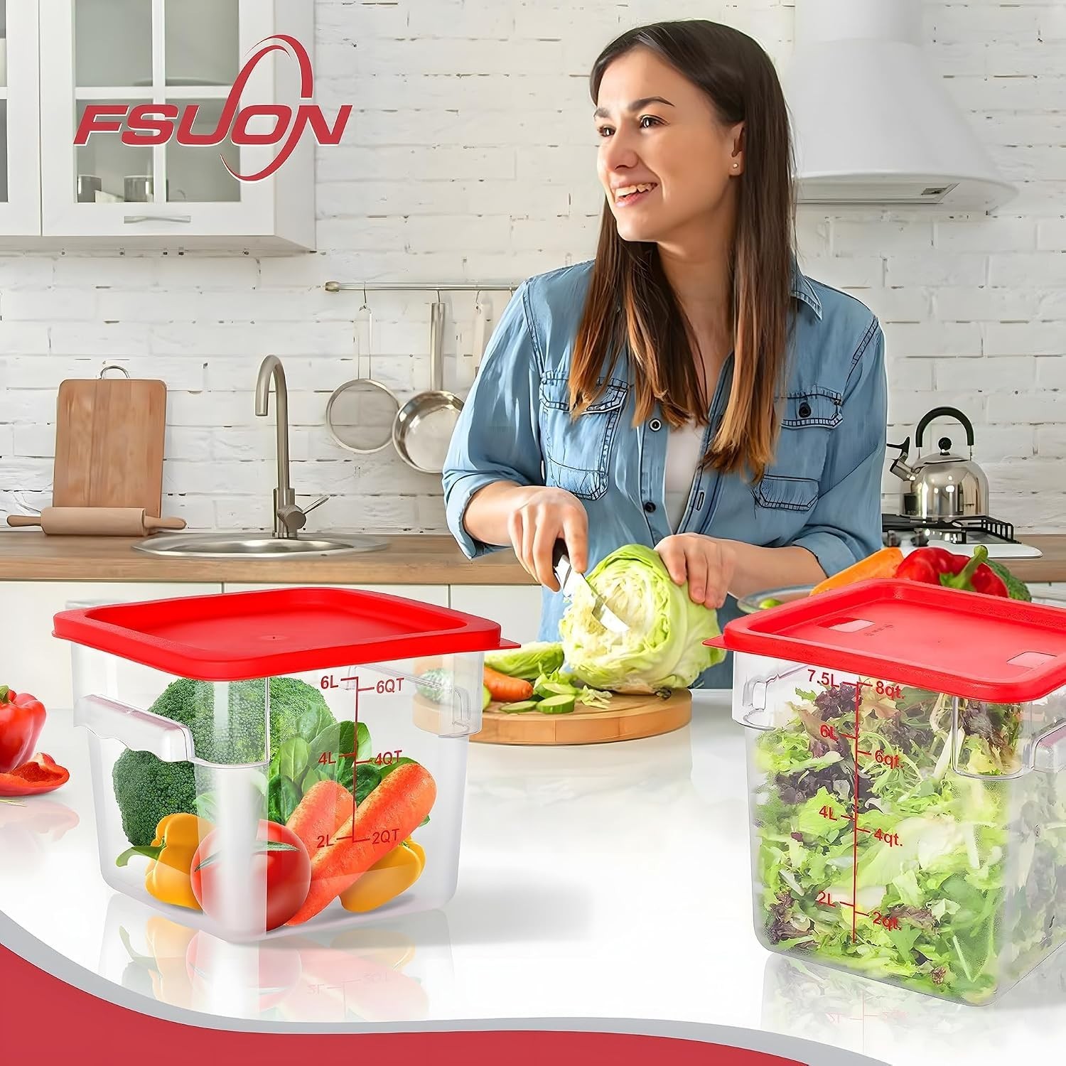 4 Pack 6 Qt Square Polycarbonate Food Storage Containers with BPA-free PC with s