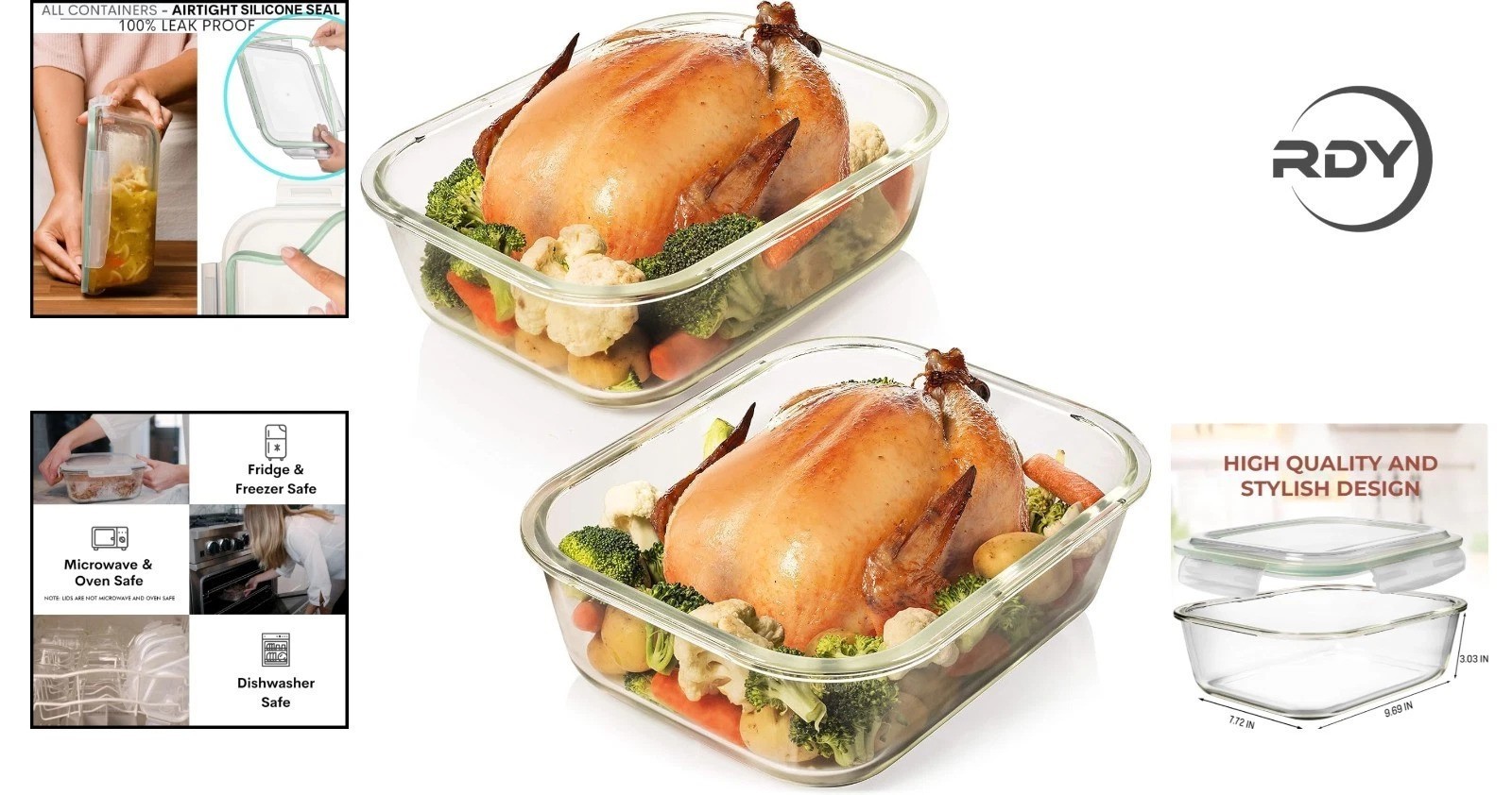 80 Oz Glass Food Storage Containers – Airtight and BPA-Free Set of 4
