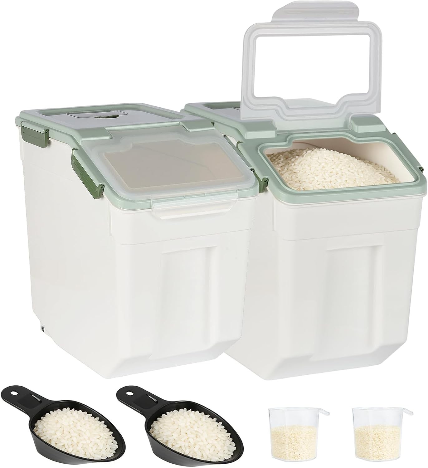 2 Pack Rice Container 50 lbs Large Bulk Flour Sugar Storage Holdhouse Plastic