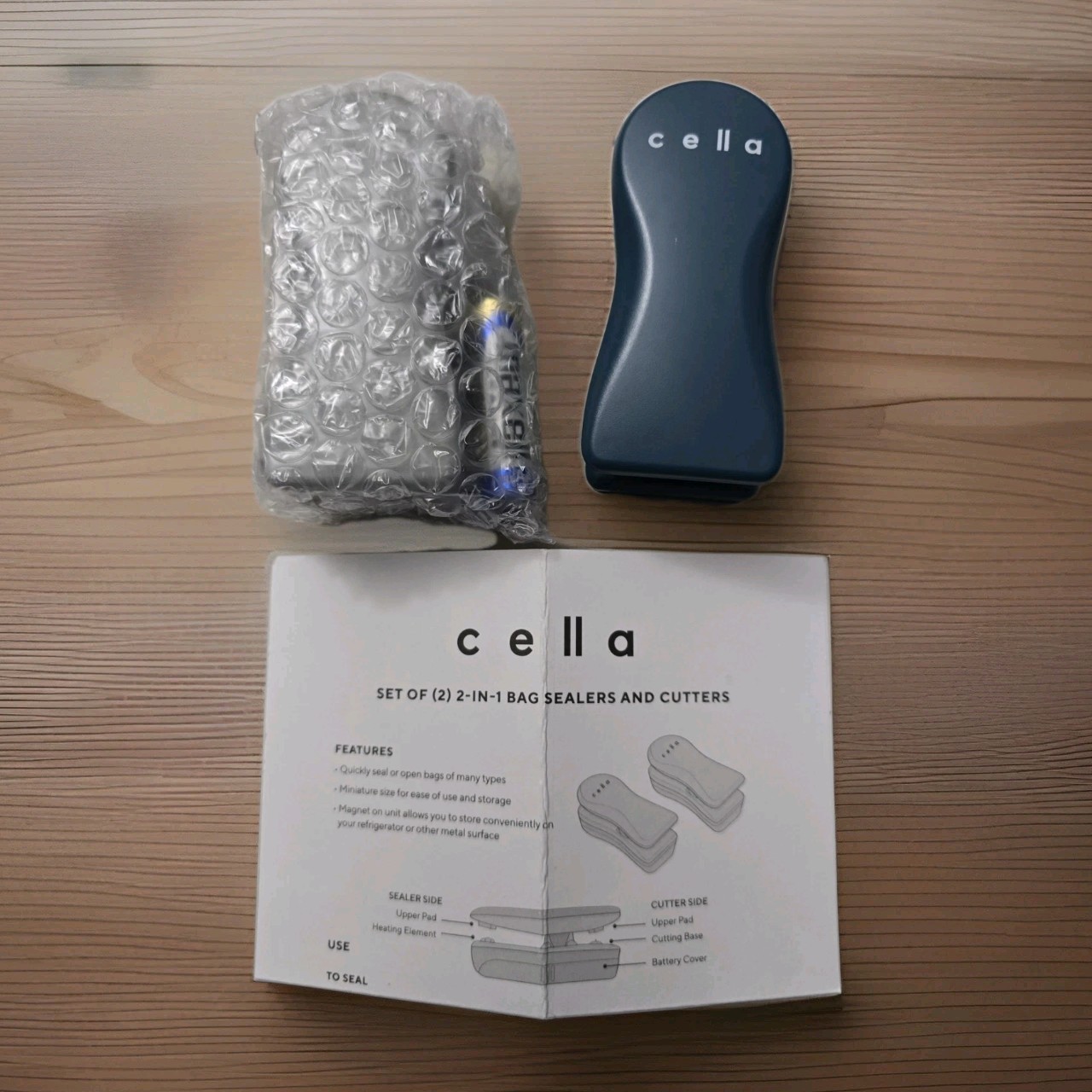 New 2-in-1 Bag Sealers & Cutters Cella Set of (2) Batteries Included