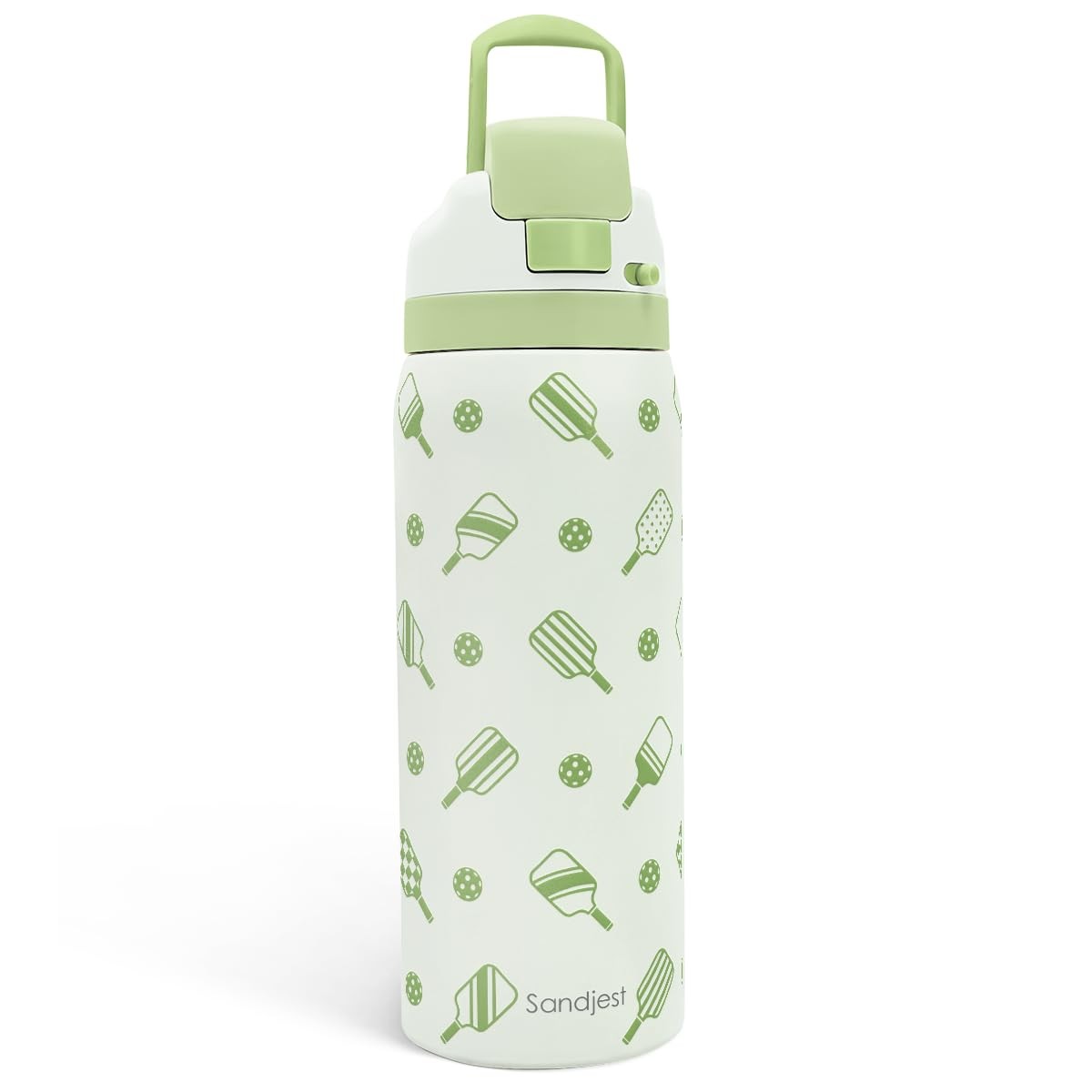 Sandjest Pickleball Insulated Stainless Steel Water Bottle Straw For Sports And