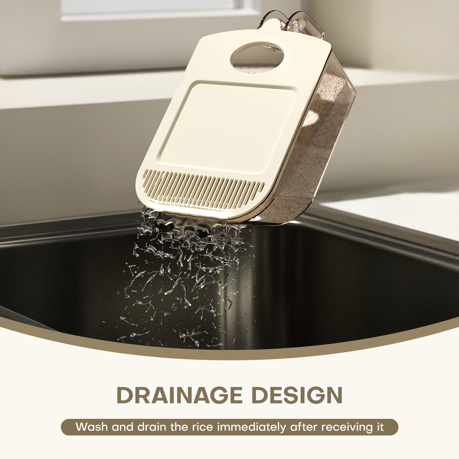 13/24 lbs Rice Dispenser Airtight Food Storage Bin with Measuring Cup for Cereal