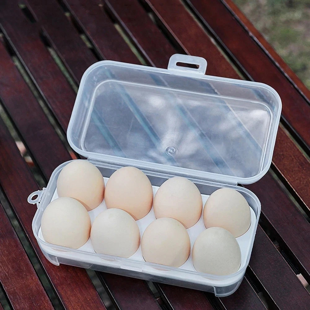 3/4/8 Grids Egg Holder Container, Shockproof Kitchen Organizer for Outdoors