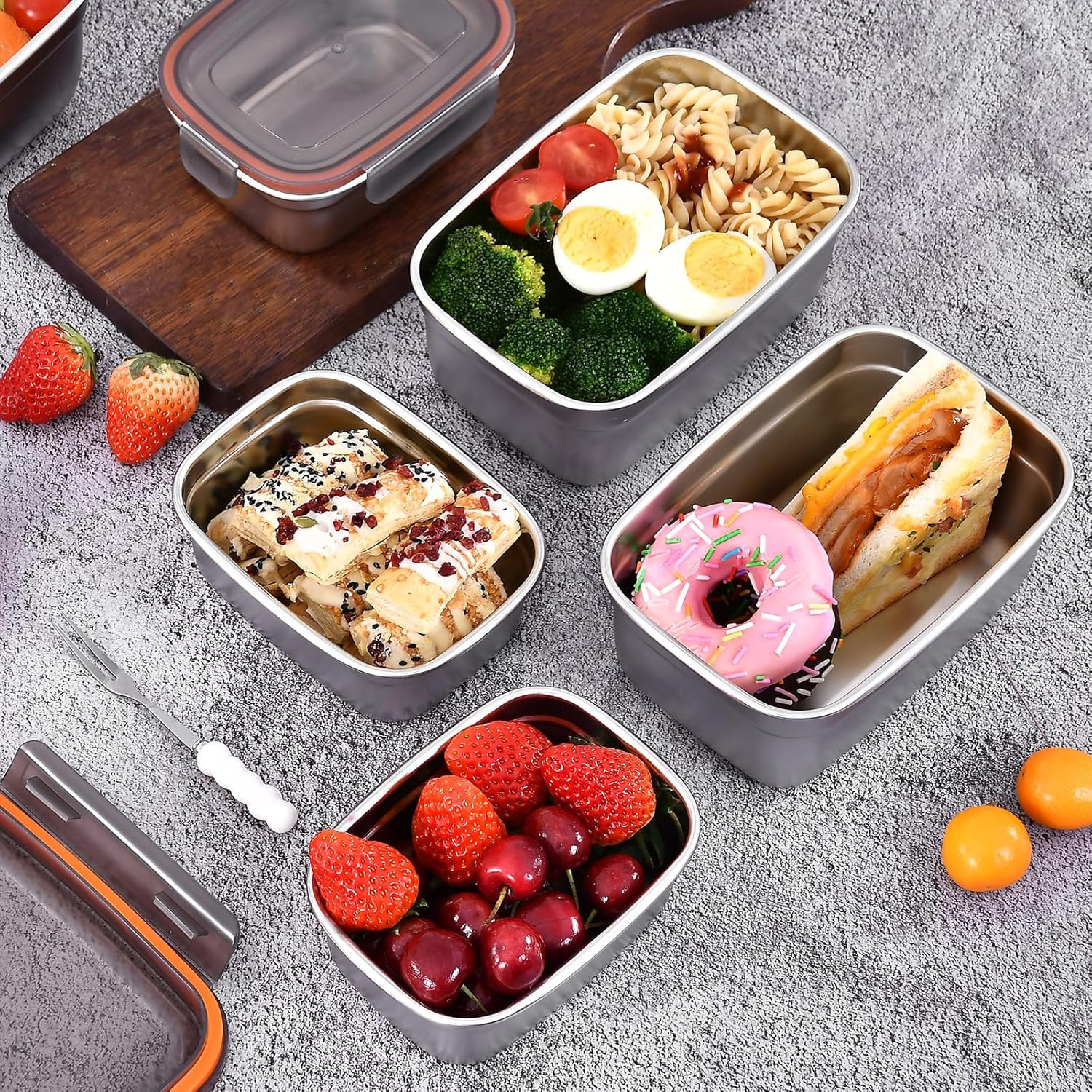 Stainless Steel Airtight Food Storage & Bento Lunch Box Set of 6 – Leakproof Sea
