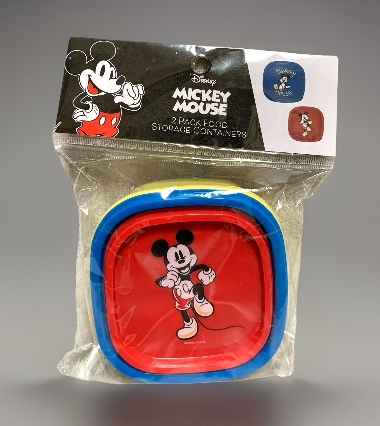 NEW Disney Mickey Mouse 2pk Stackable Plastic Food Storage Containers w/Snap Lid