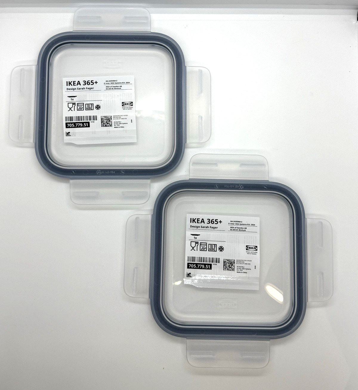 Lot of 2 IKEA 365+ Container Lid 6″ x 6″ Square Plastic 705.779.51 New