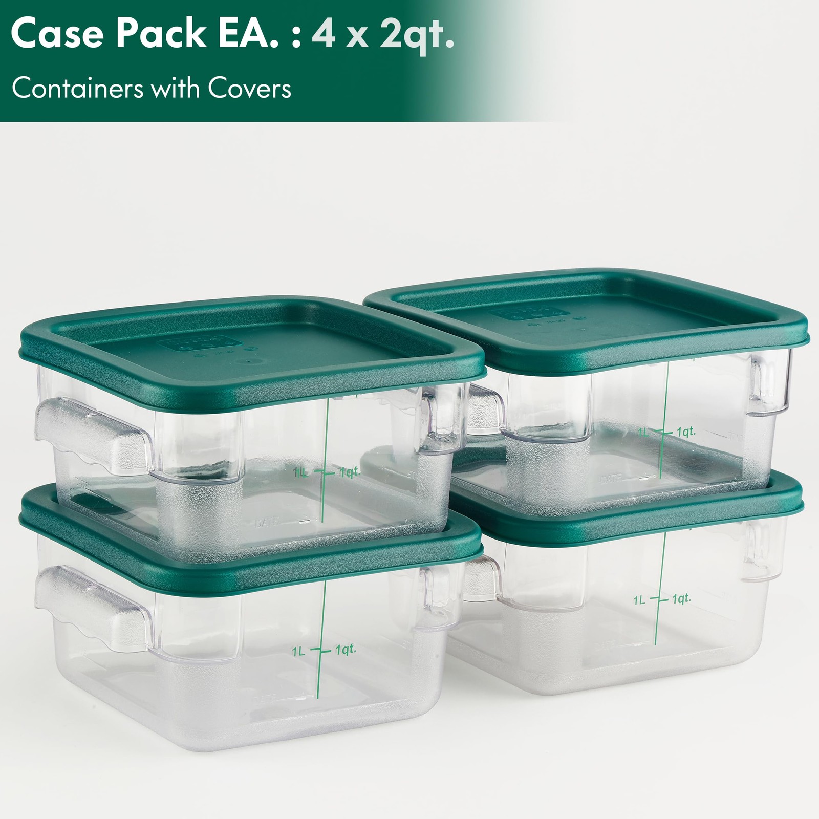 CURTA 4 Pack Food Storage Container with Green Lid NSF Listed Commercial Gra…