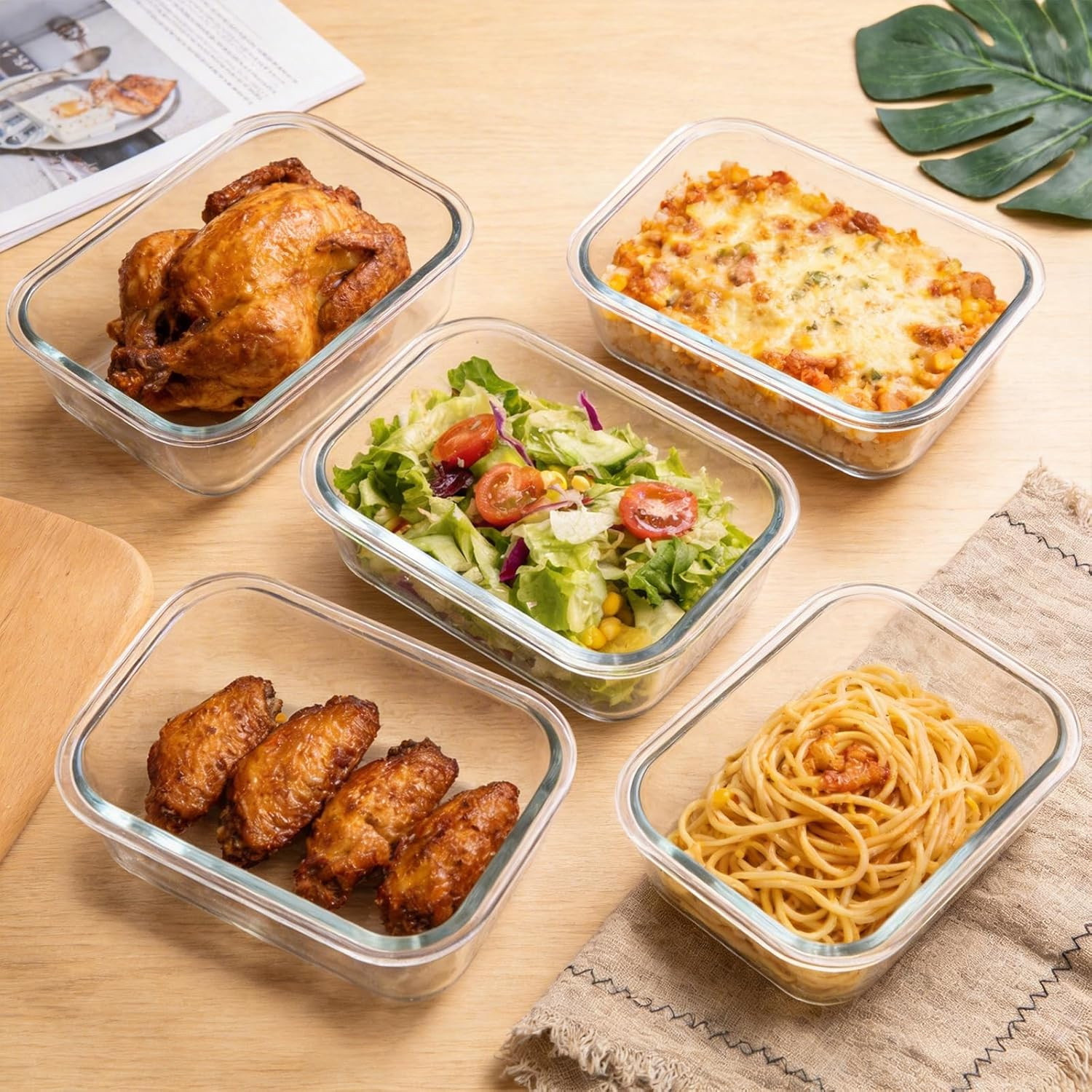 2 Pack 78 Oz / 9.8 Cups Large Glass Food Storage Containers with Lids, Borosilic