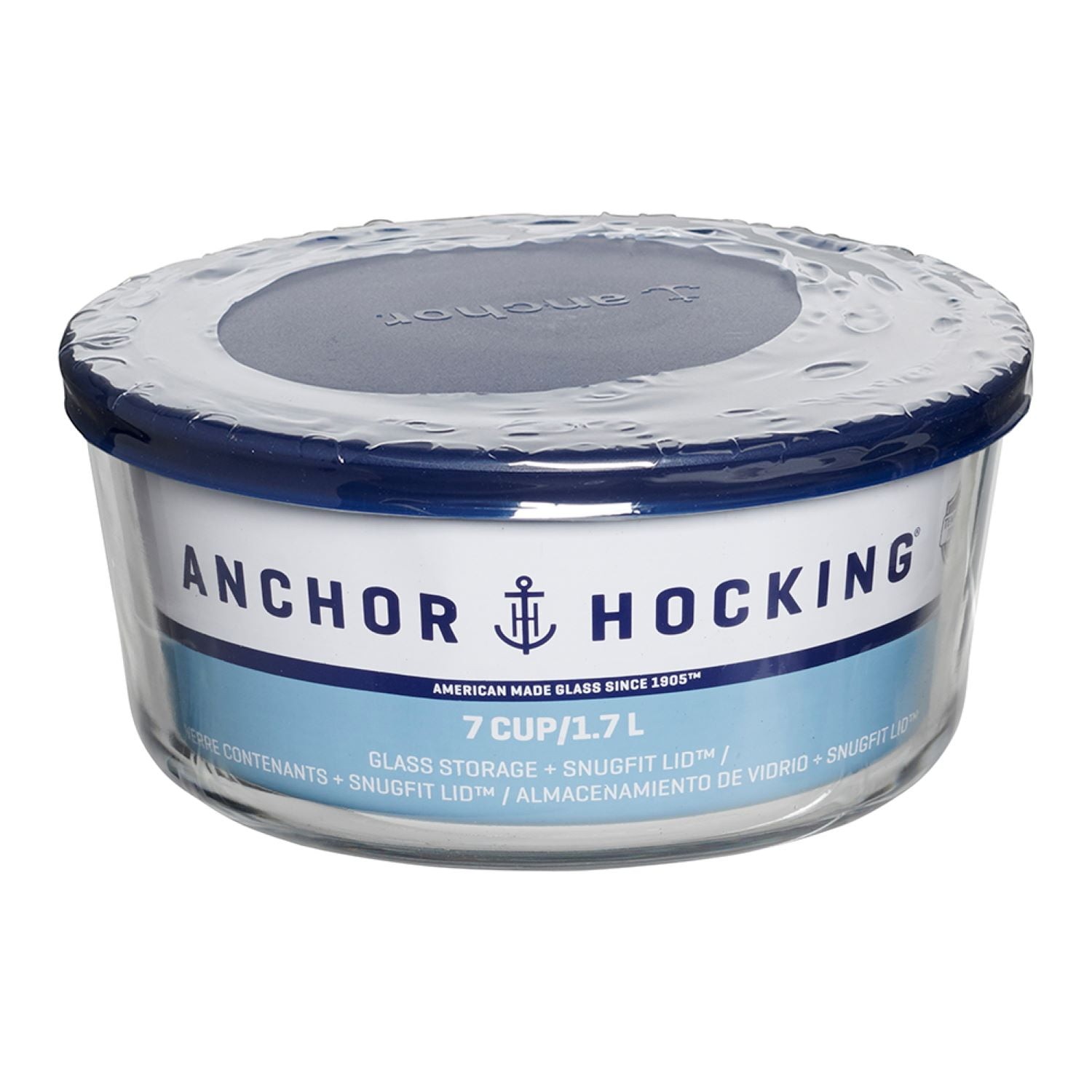 (2 pack) Anchor Hocking Glass Food Storage Container with Lid, 7 Cup Round