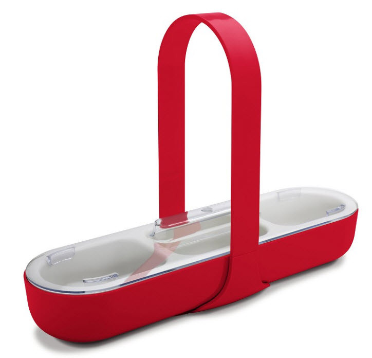 Zak Designs Kitchen to Table 3-Section Caddy with Handle and Lid~Red~New in Box
