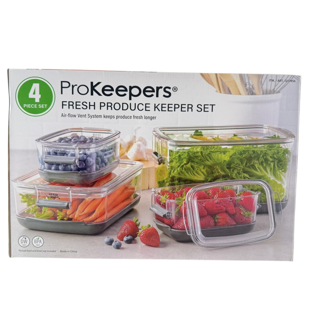 Prokeeper + 4 Piece NEW Stay Fresh Produce Keeper Food Storage Container Set NIB