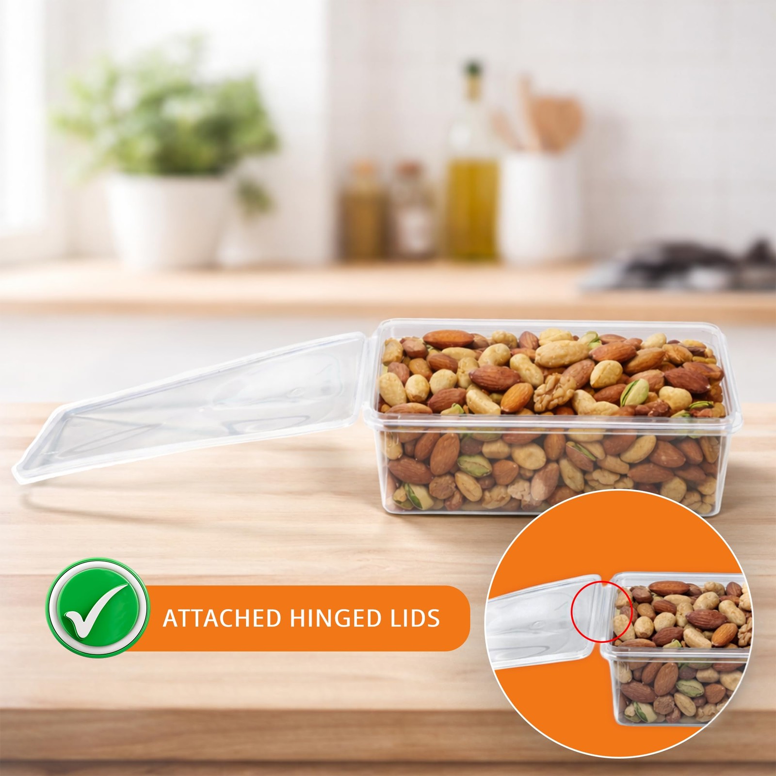 StoriGo 20 Pack 34 oz Airtight Food Storage Containers with Attached Hinged L…