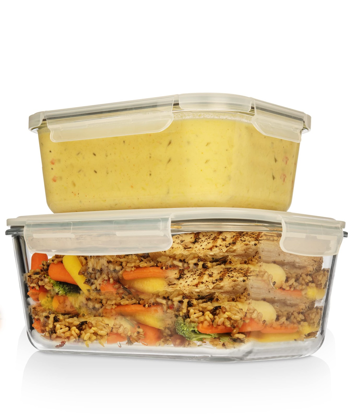 4 Pc (2700ML/ 91 Oz & 1520ML/ 51 Oz) Airtight Large Glass Food Storage Contai…