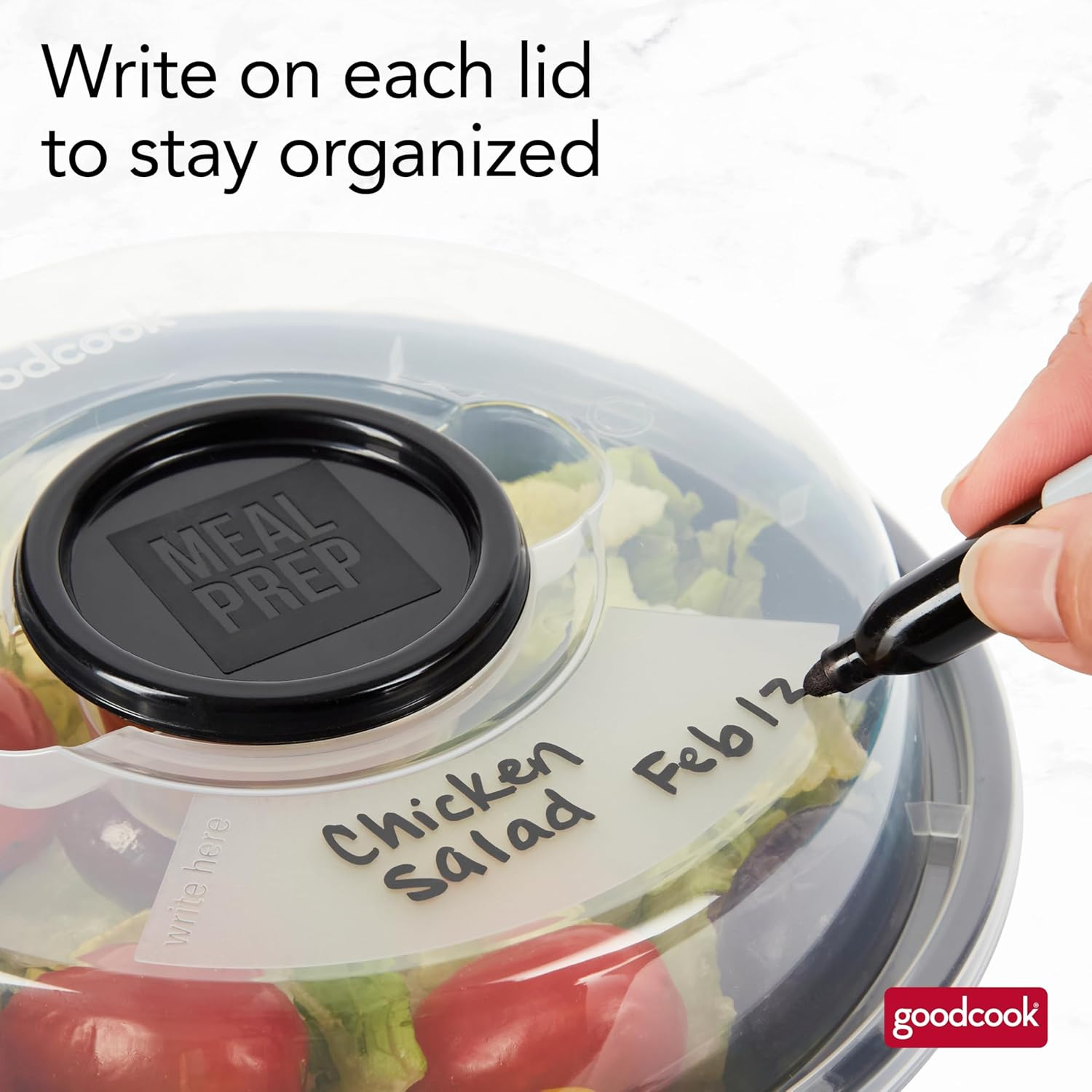 Goodcook 4-Cup Meal Prep Bowls Set with Lids and Dressing Cup, Microwavable Food