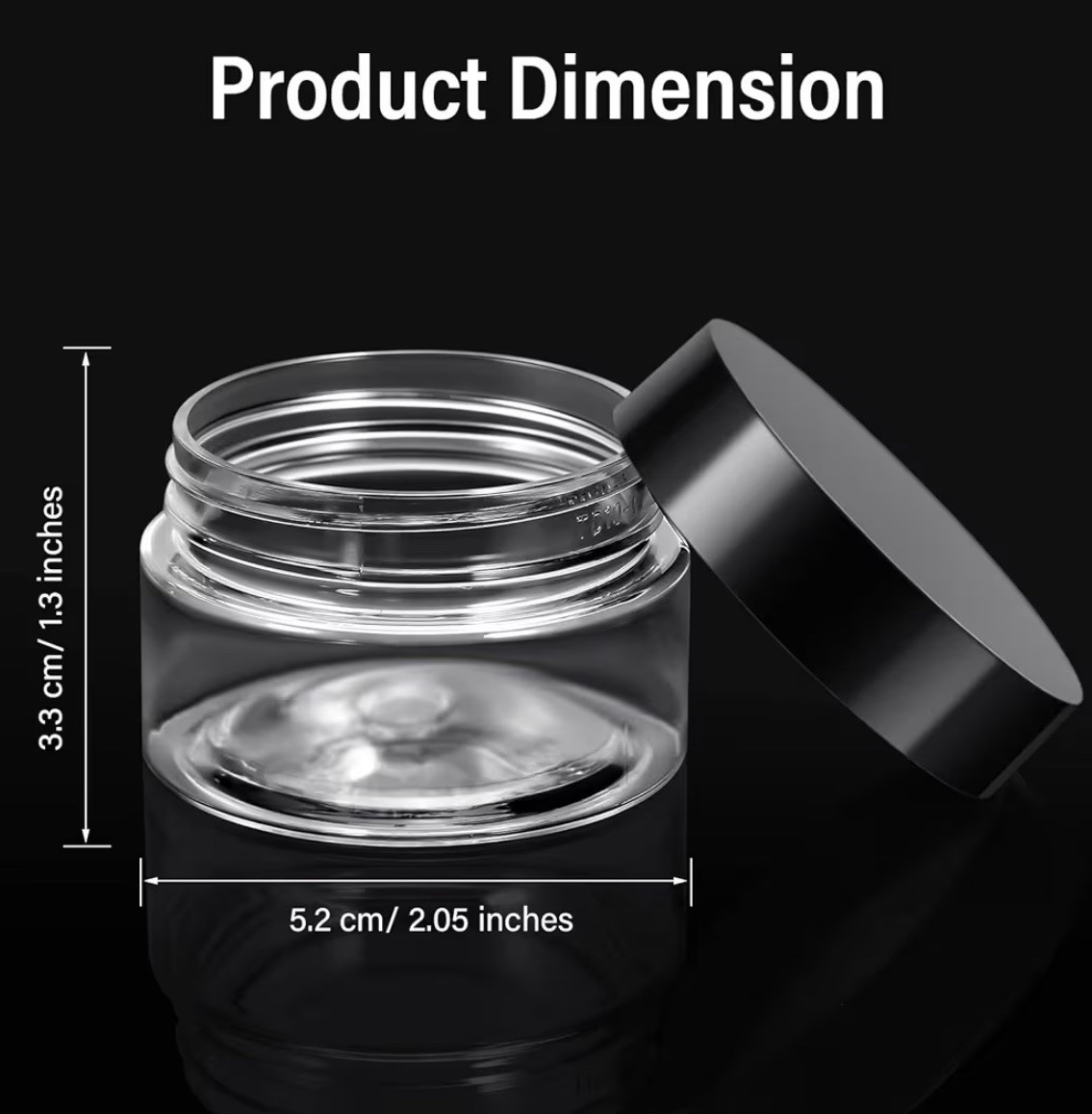 3 Wide-mouth Leak Proof Clear Plastic Container Jars with Lids Travel Cream 1 oz