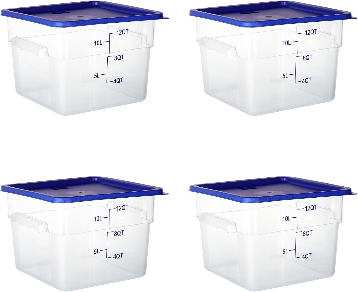 4 Pack 12 Qt Square Polycarbonate Food Storage Containers with BPA-free PC with