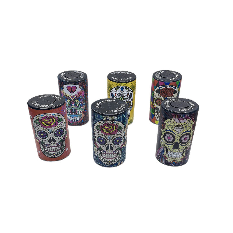 2PCS Skull Printed Tobacco Storage Jar -Sealed for freshness perfect for tobacco