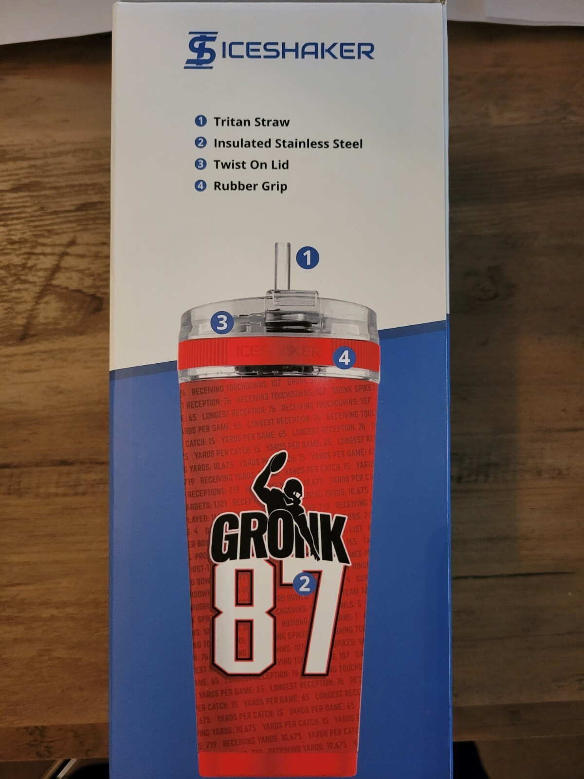 Ice Shaker 26 Oz. Red Gronk 87 Flex Bottle Limited Edition