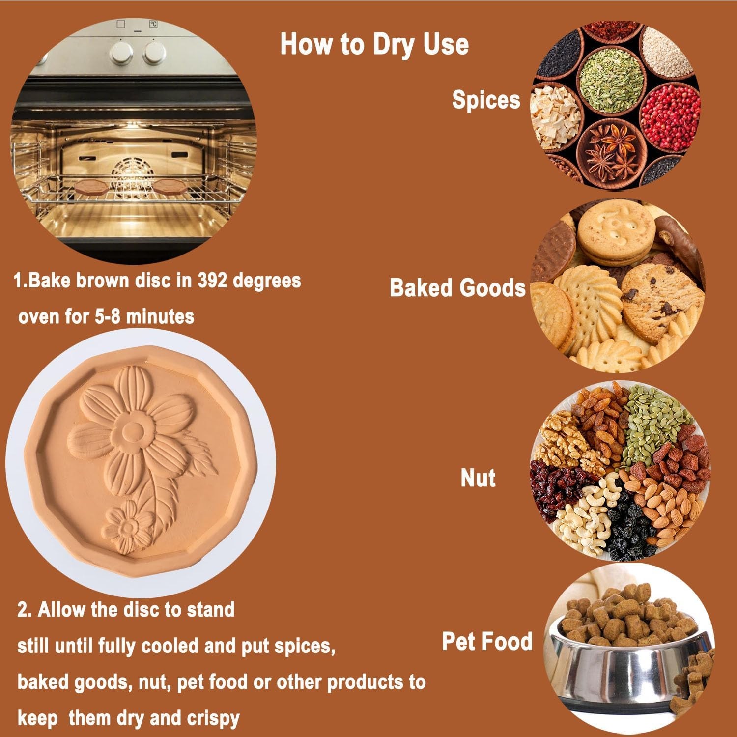 Brown Sugar Saver Terracotta Brown Sugar Keeper &Softener Container Disc for