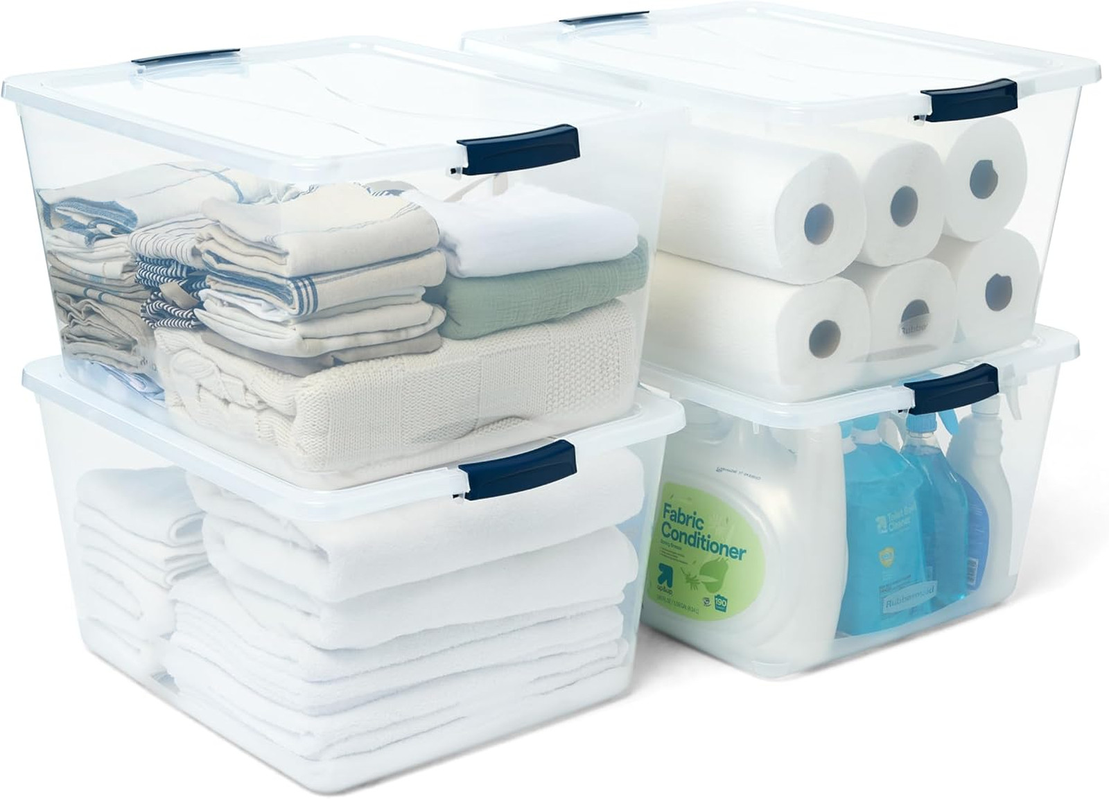 Rubbermaid Storage Bin 71 Qt Impact Resistant Clear Lids Stackable BPA-Free Made
