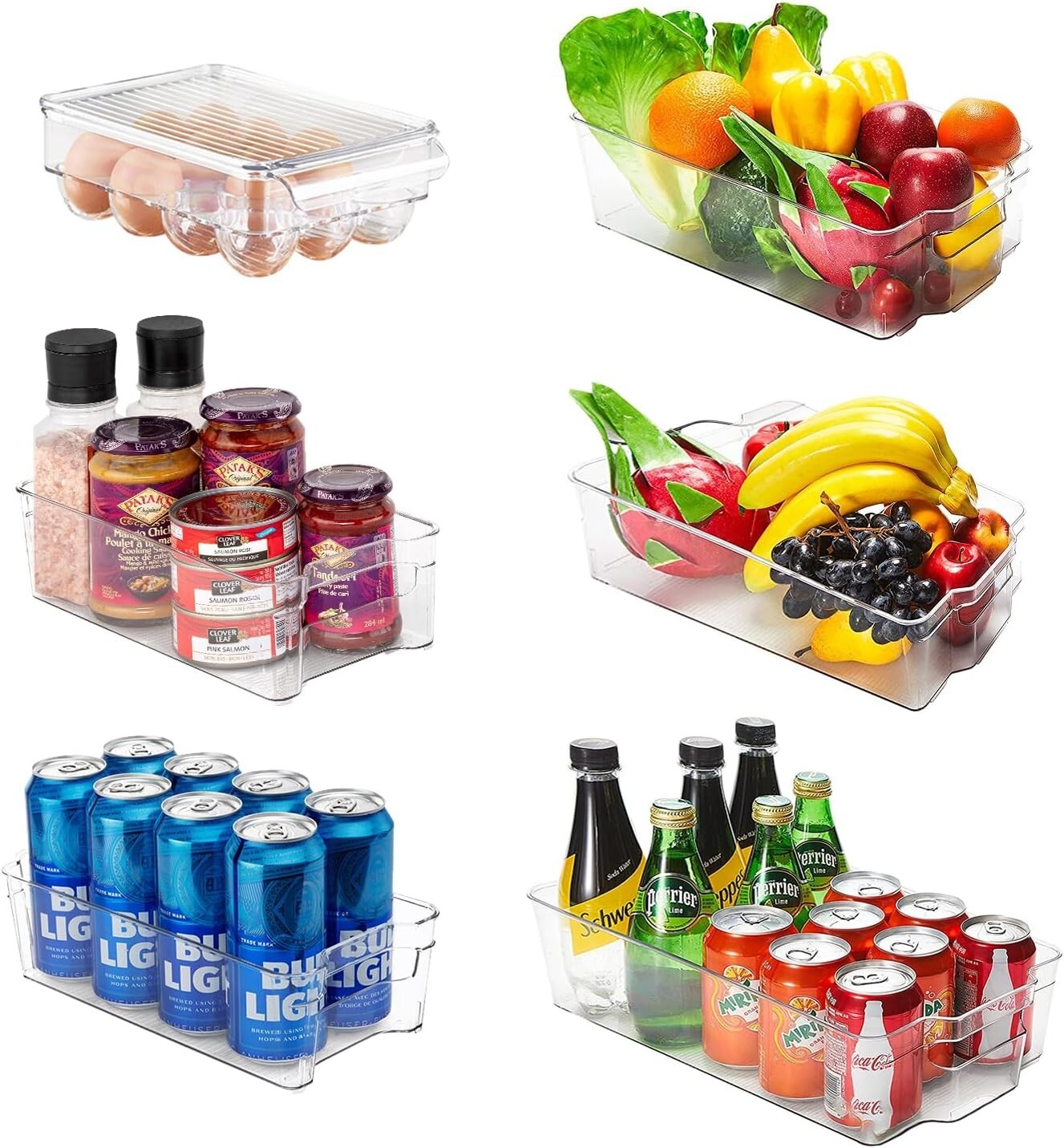 Promotion- Organizer Bins for Refrigerator, Kitchen Cabinet, Pantry (Set of 6)