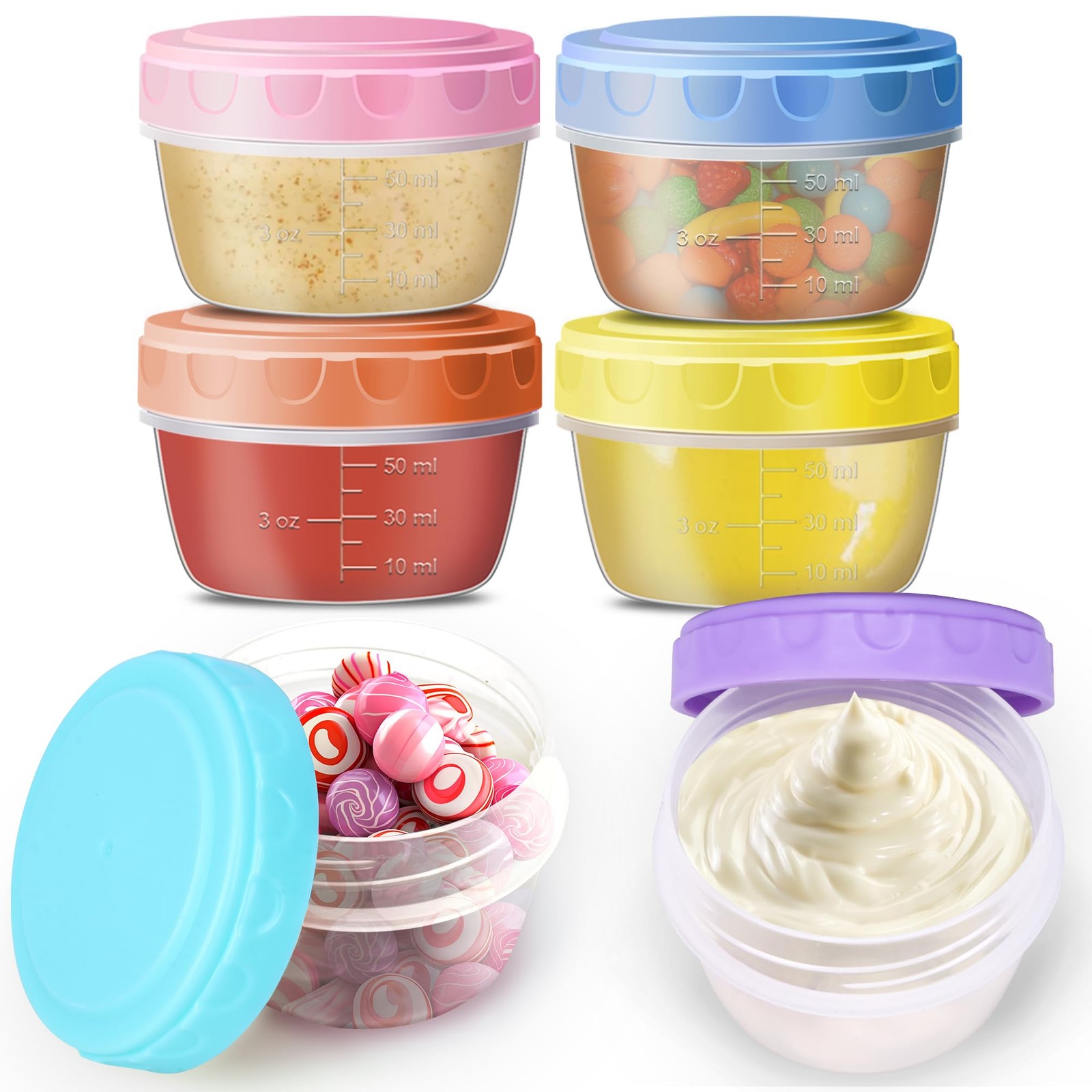 Portable Salad Dressing Containers 6 Pack 2.7 OZ, Leakproof BPA-Free Reusable…