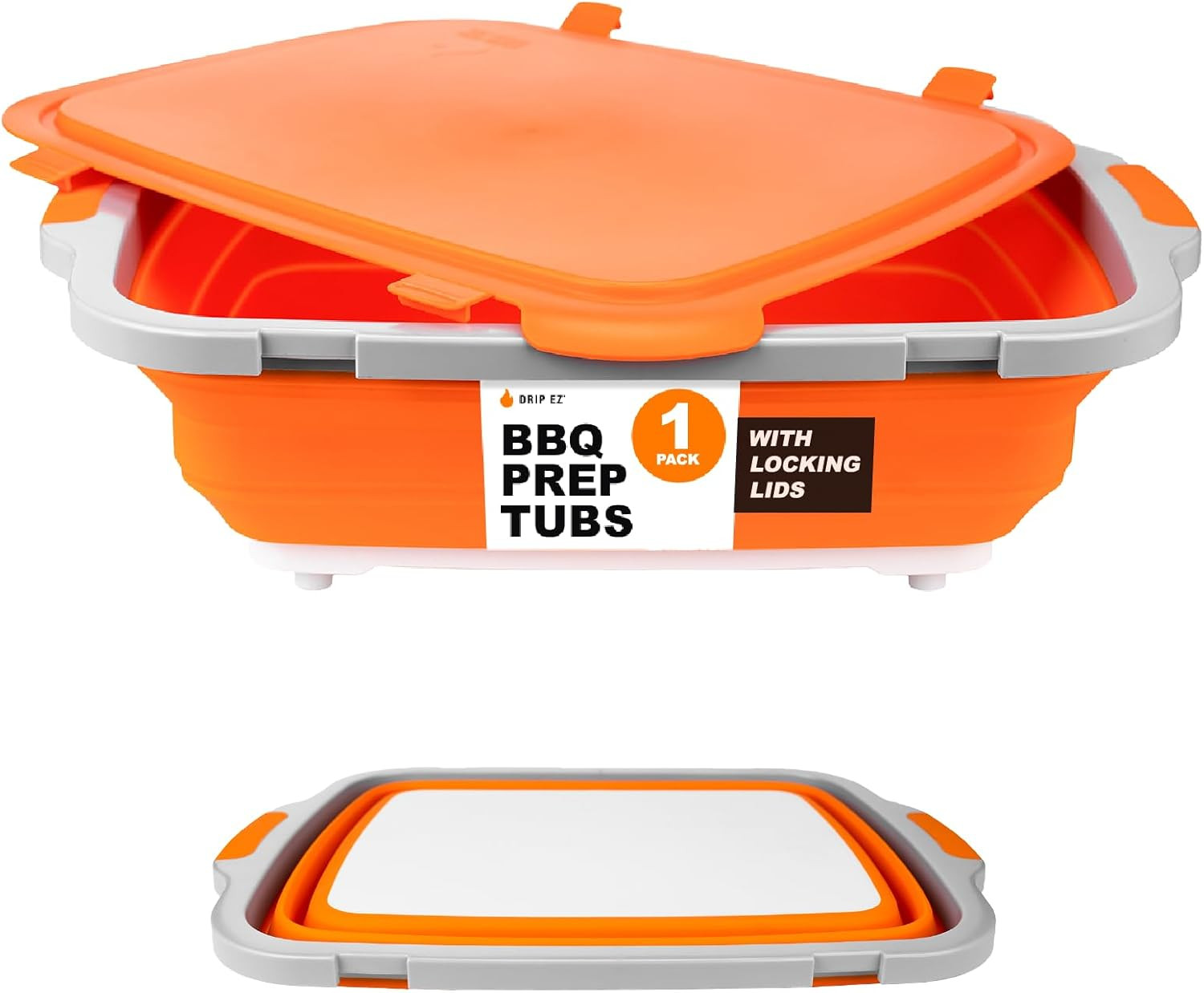 Collapsible BBQ Prep Tub – for Meal Prep Marinating Food Storage – Includes Cutt