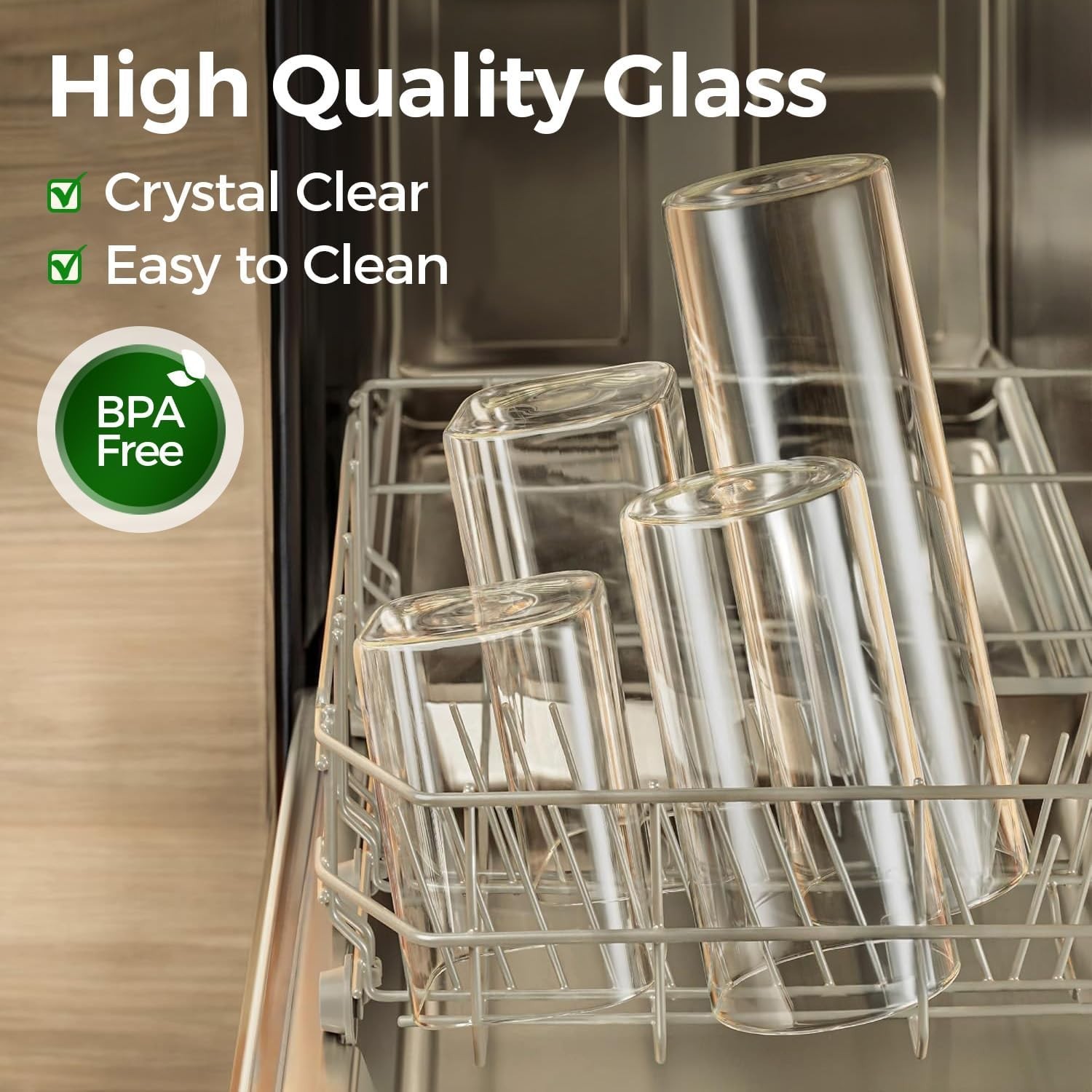 Clear Kitchen Storage Jars – 6-Piece Set of Airtight Glass Canisters with Lids