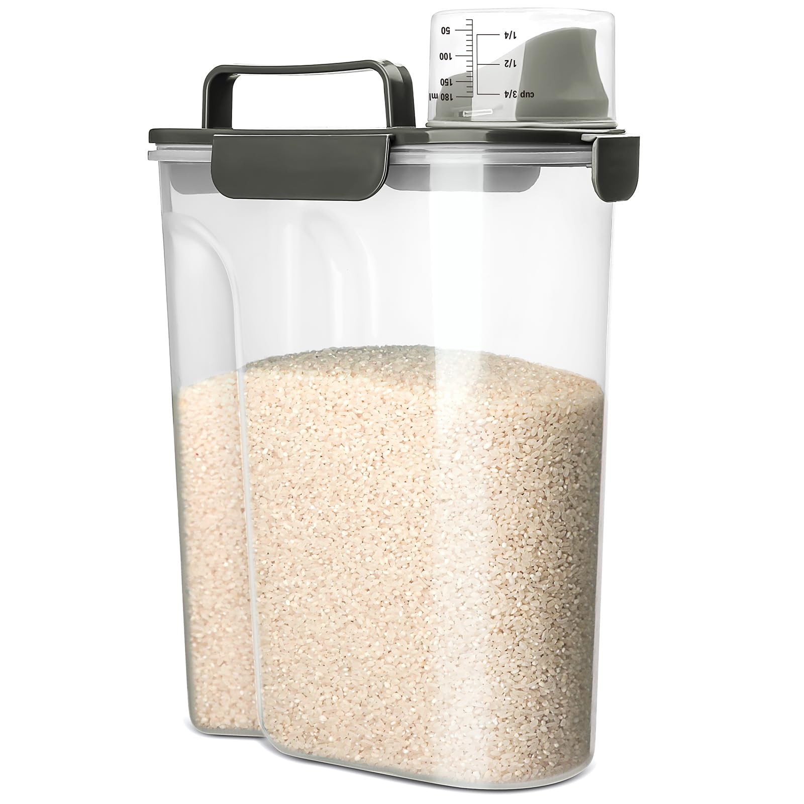 Viretec Rice Storage Container, 5 to 10lb Dry 9.5″L x 5.2″W x 14″H, 6L/Grey