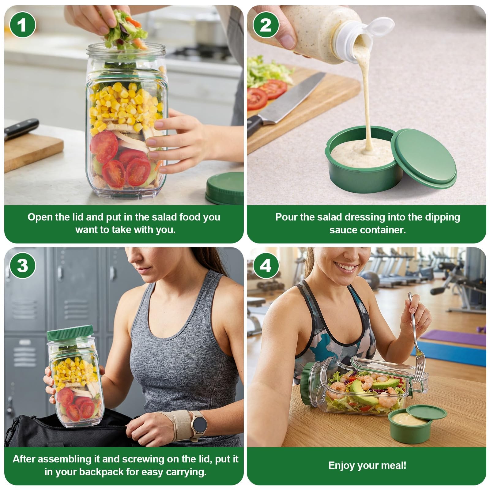 Salad Pod, 1000ml Side-Opening Salad Container (Salad Container for Lunch), L…