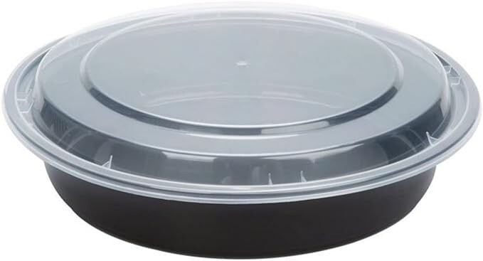 100 Pack Meal Prep 48 oz Microwaveable Food Containers With Dome Lids Black