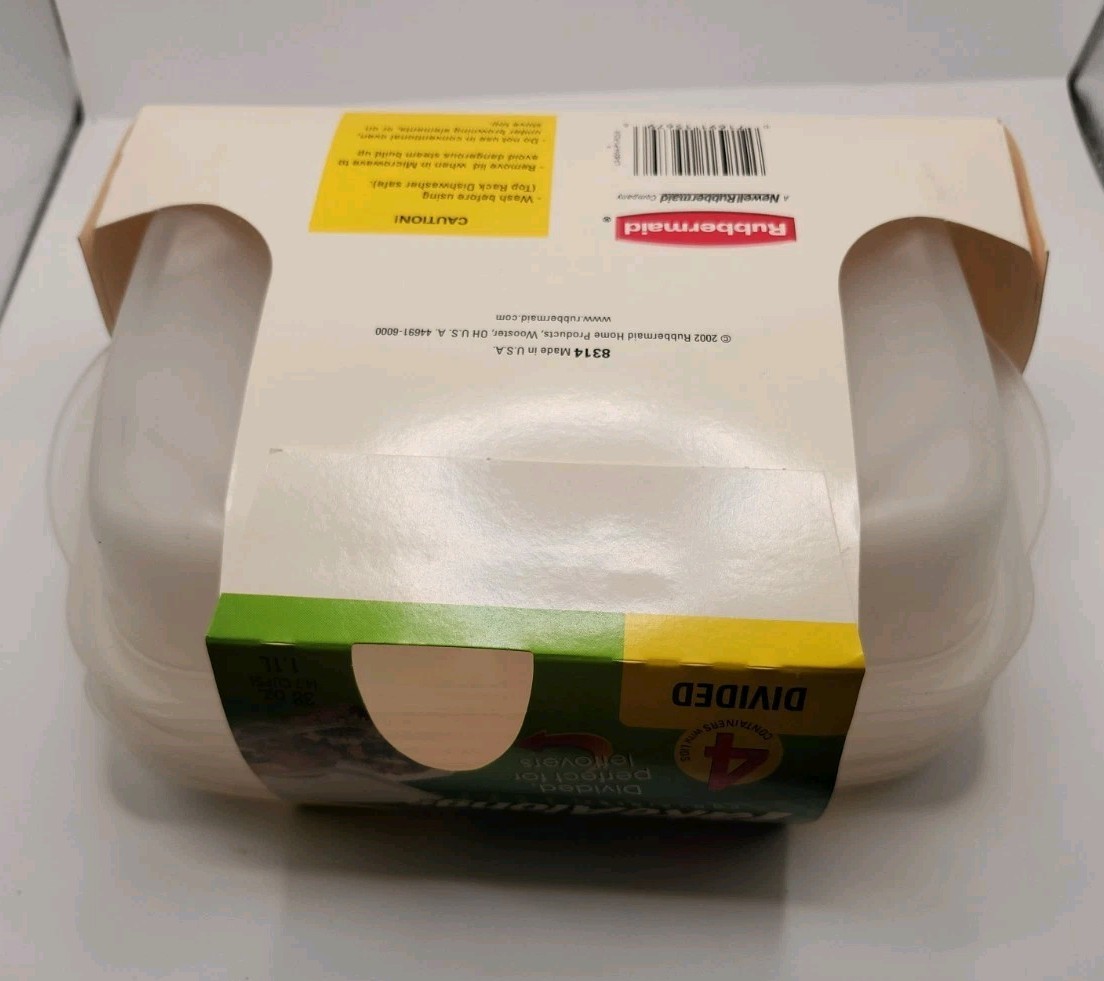 4 Pack Vtg 2002 Rubbermaid Take Alongs Divided Food Storage Containers NOS