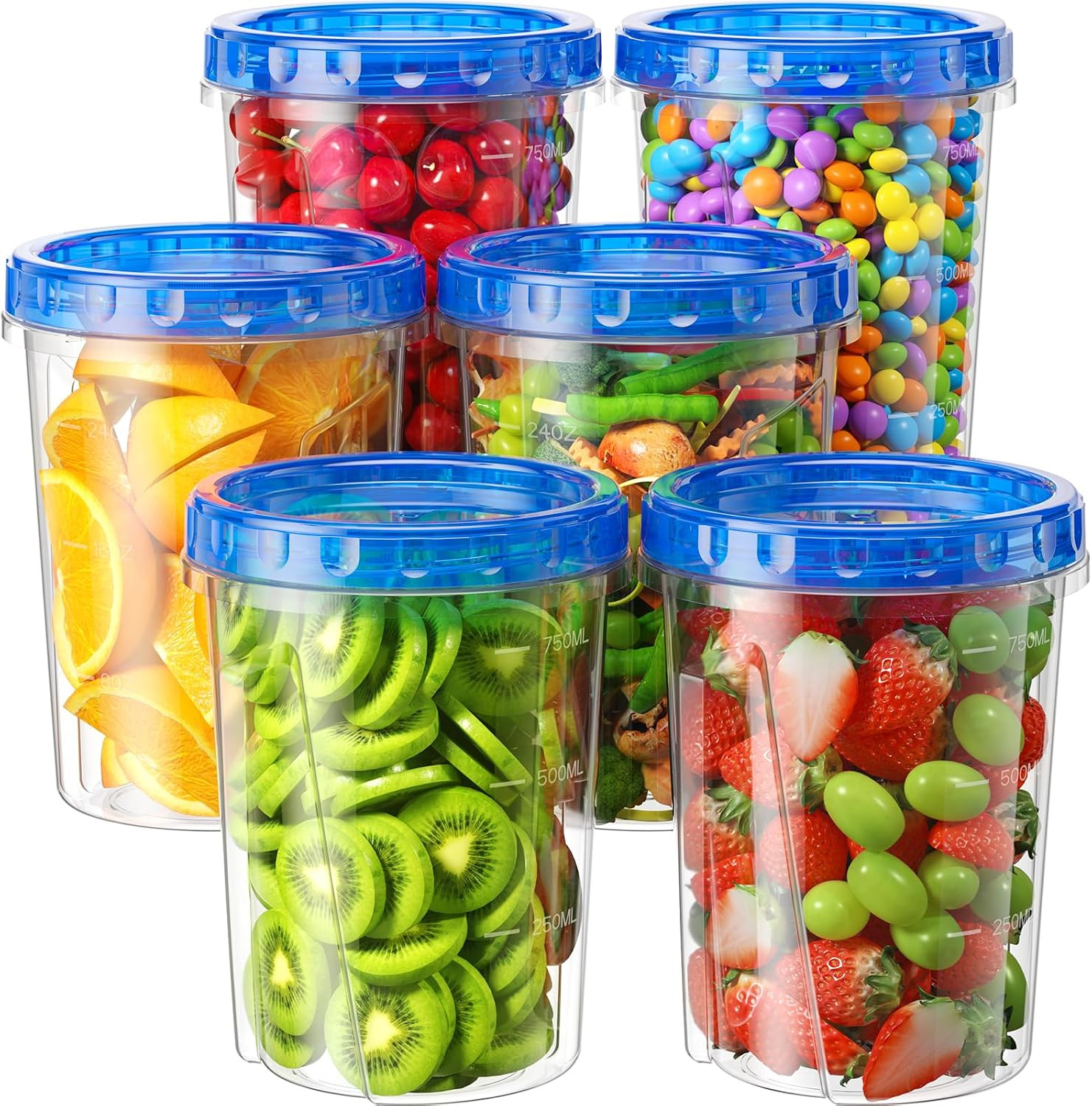 BiuLeon 6 Pack-33oz Freezer Storage Containers, Plastic Food Storage Containers