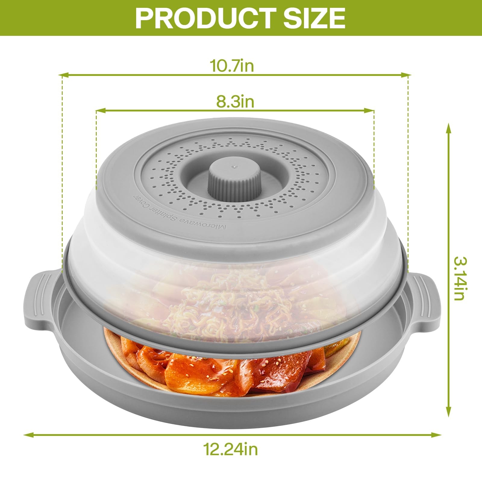 Microwave Splatter Guard and Heat Resistant Mat Set, 10.7 Inch Silicone Cover