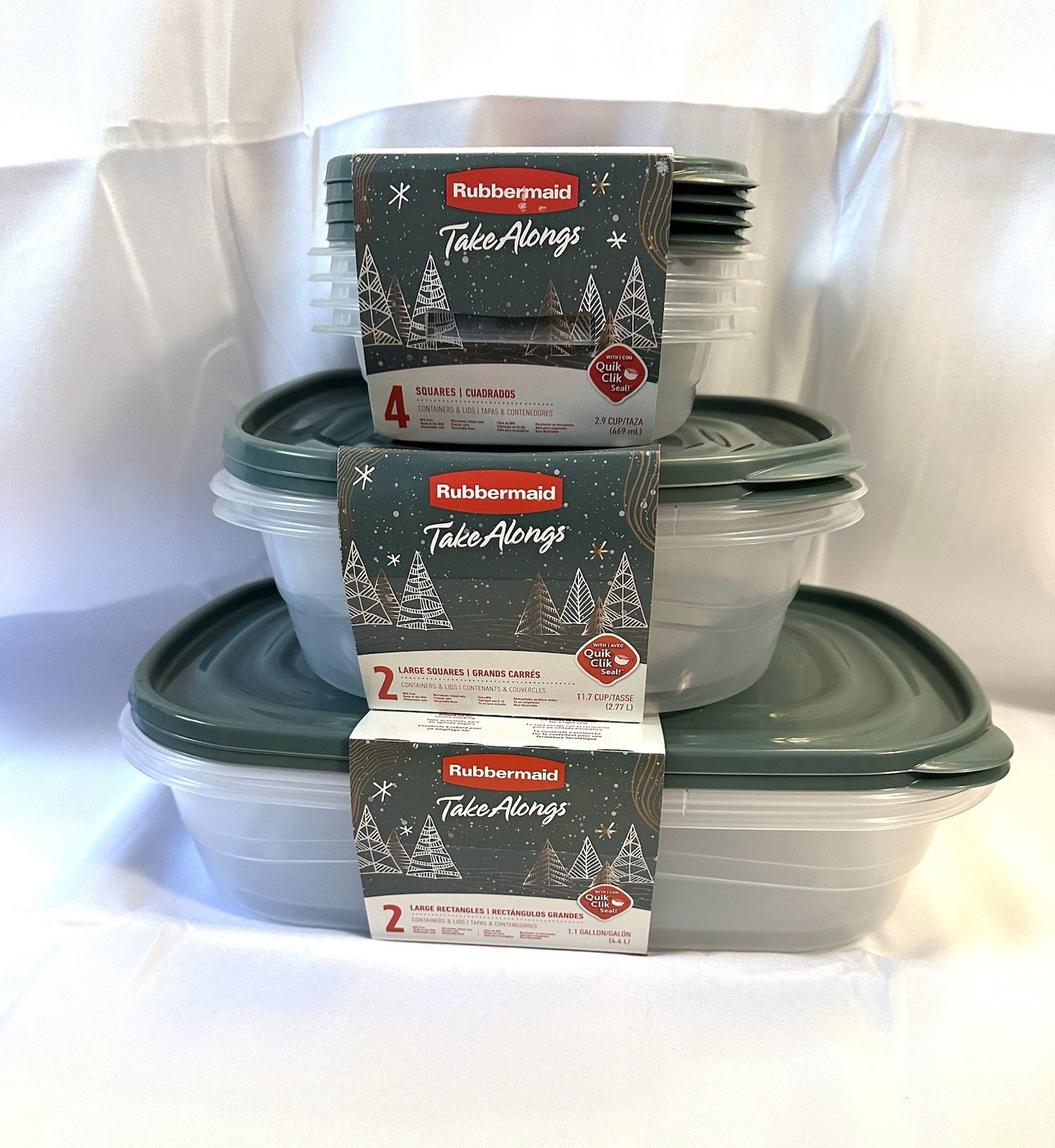 Rubbermaid Take Along Containers w/Green Lids (Set of 8) NEW
