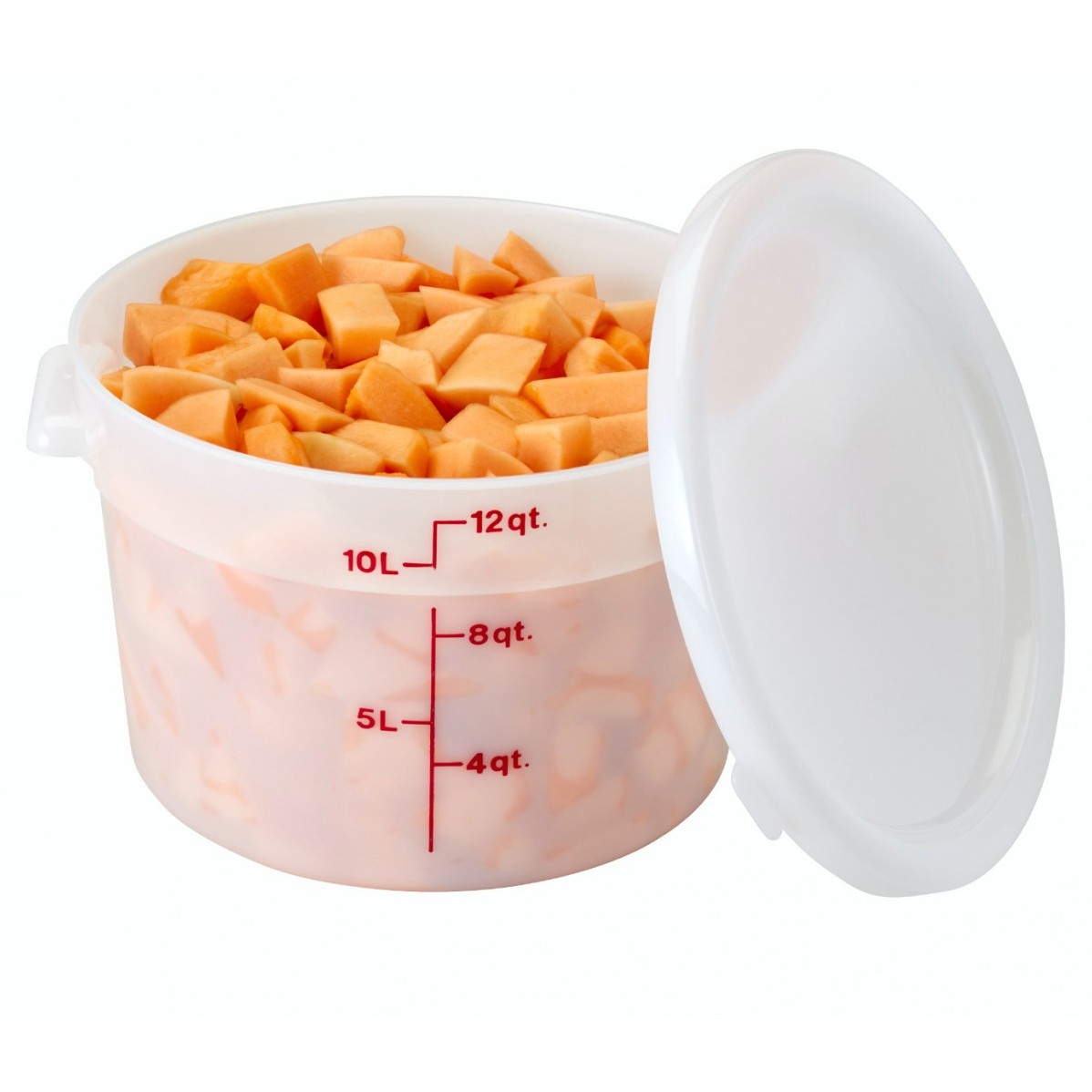Cambro Plastic Round White Poly 12 Qt, Pack of 6