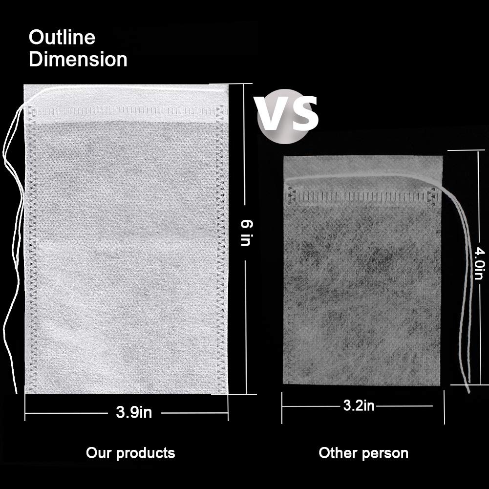 Fenshine 100Pcs Large Tea Bag – 4″ x 6″ 100pcs Non-Woven Fabrics, White
