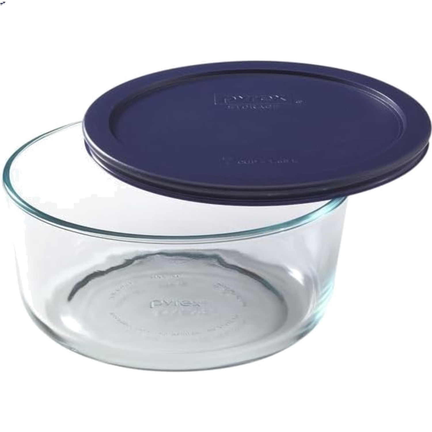 Storage Plus 7-Cup Round Glass Food Storage Dish, Blue Cover, Pack of 2 – Ge…