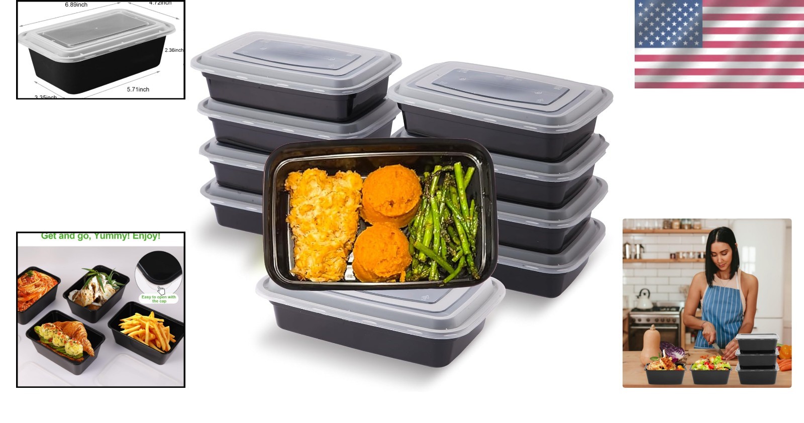 Food Storage Containers Meal Prep 28oz Reusable Safe Dishwasher Freezer Pack
