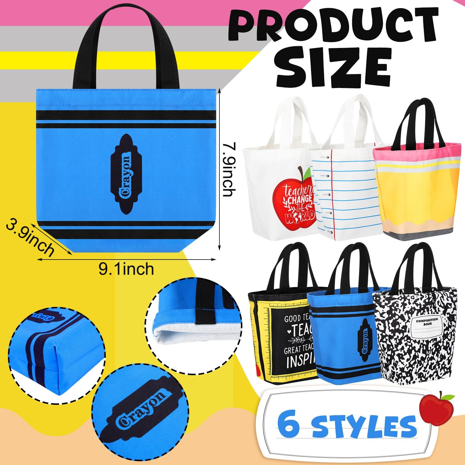Sunnymove Teacher Mini Canvas Tote Bag Bulk Teacher Appreciation Gifts Mini