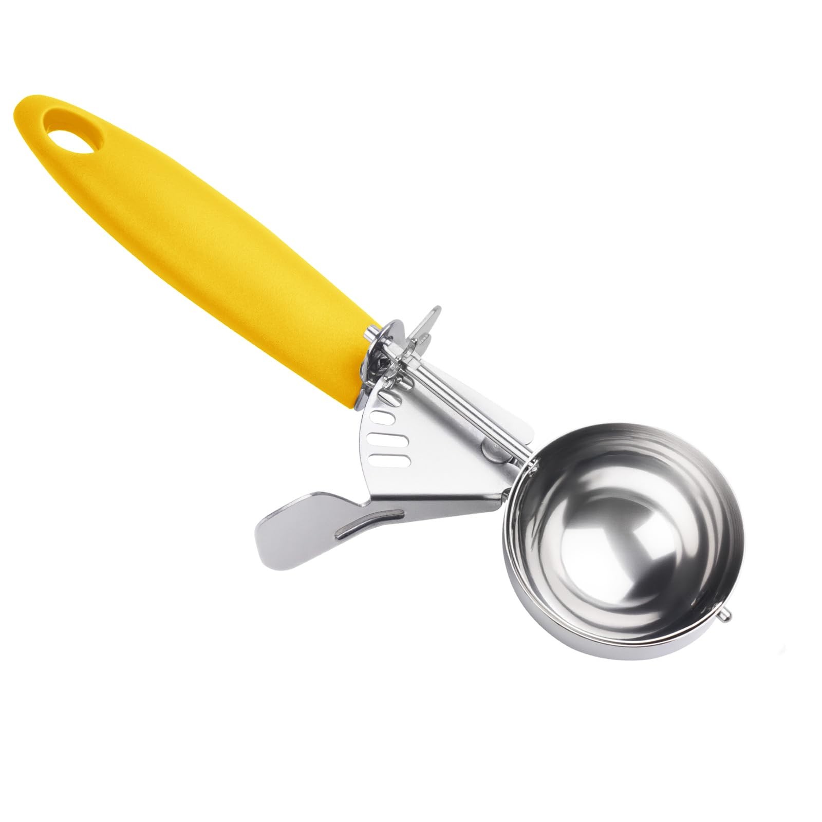 #20 Portion Scoop 2 OZ Ice Cream Scooper with Yellow Handle Muffin Disher