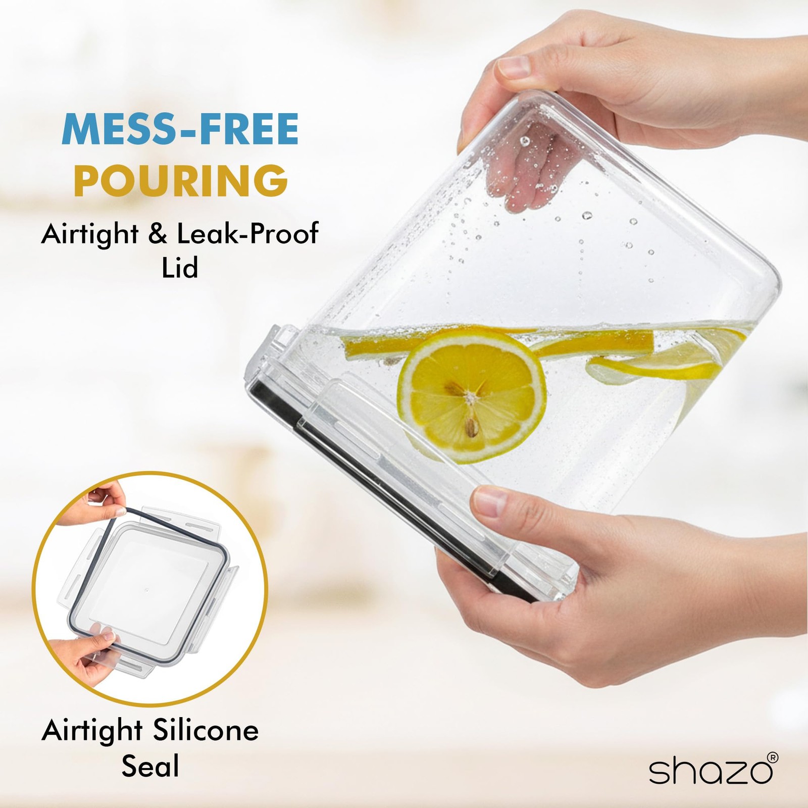 Best Shazo Flour Sugar Storage Containers Set of 3 6L 2.9L, 1.1L Large Airtight