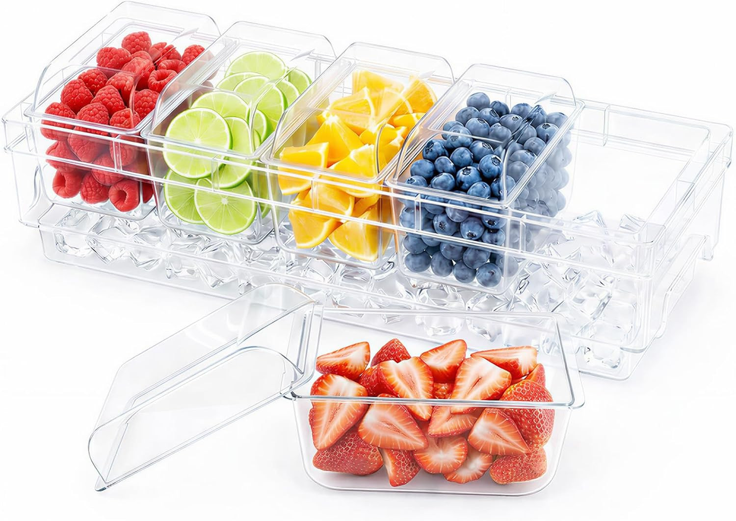 bandeja condimento hielo platano ensalada botanero taquiza barra mimosas frutas