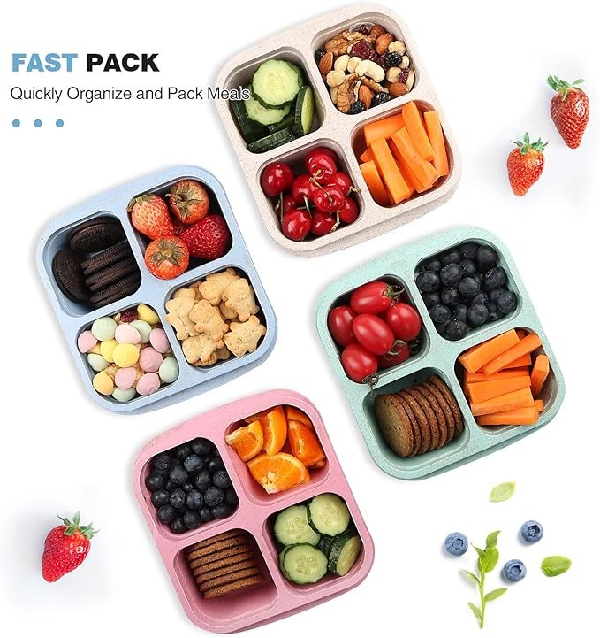 4 Pack Reusable Snack Containers Meal Prep Lunch Containers for Kids Adults