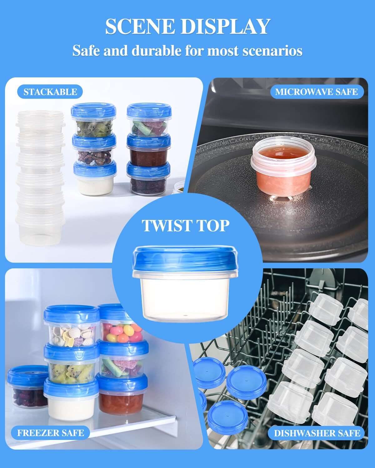 8 Pack 2oz Salad Dressing Containers with Lids Dipping Sauce Cups for Snacks