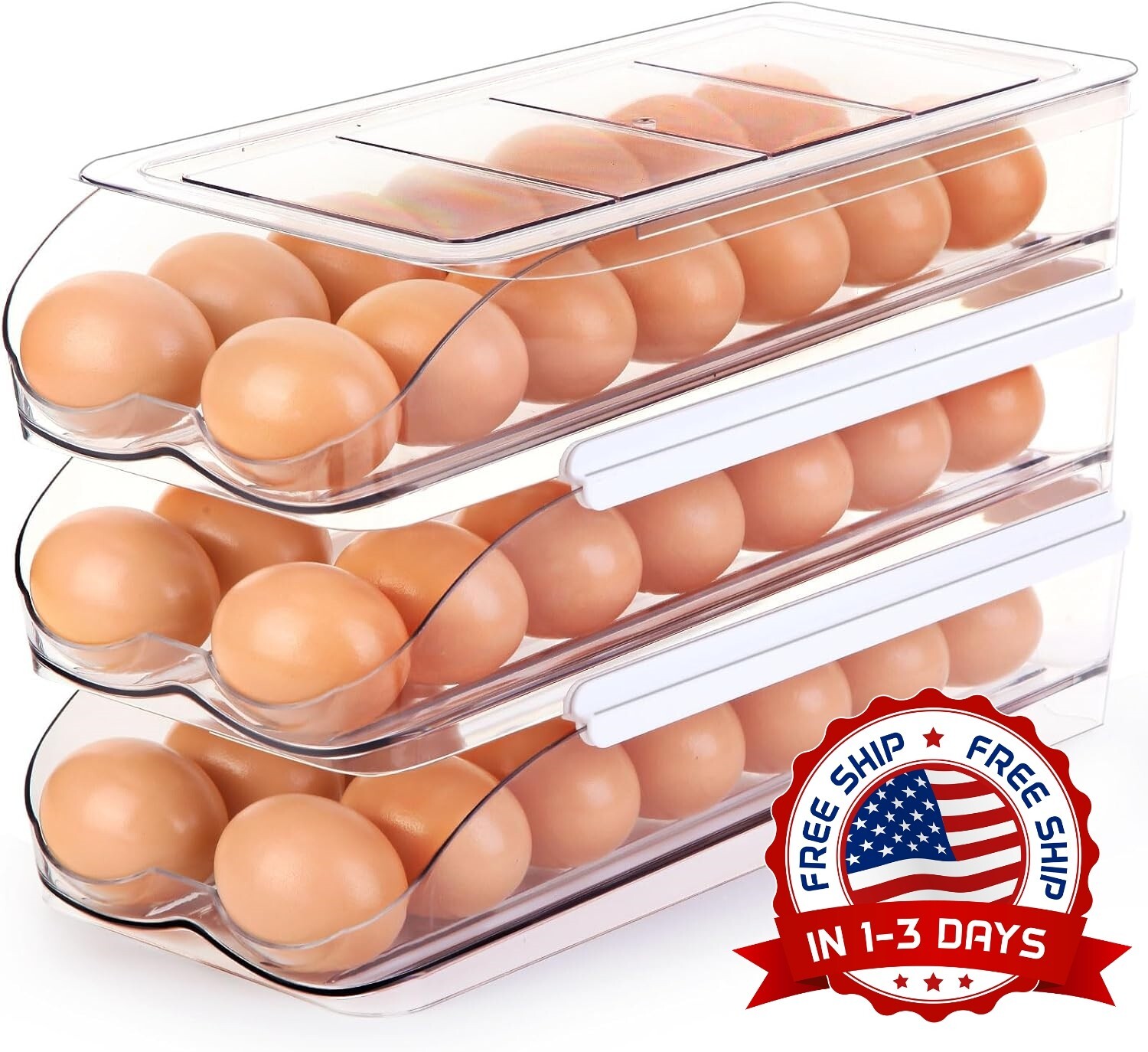 Soporte Para Huevos Para Frigorífico Recipiente Para Huevos Que 3 Niveles NUEVO.