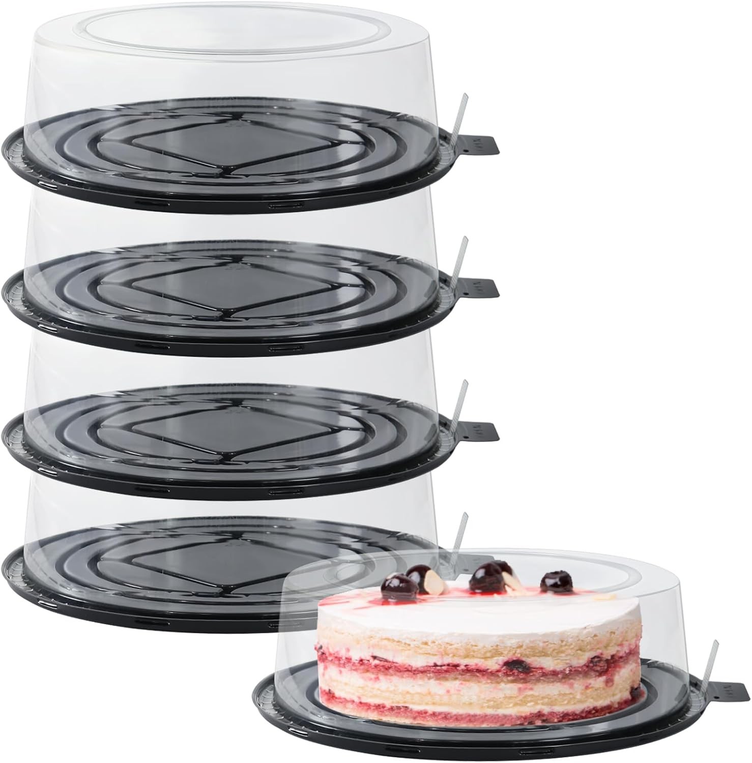 5pcs Round Clear Cake Carriers for Transport Plastic Disposable Cake Containe…