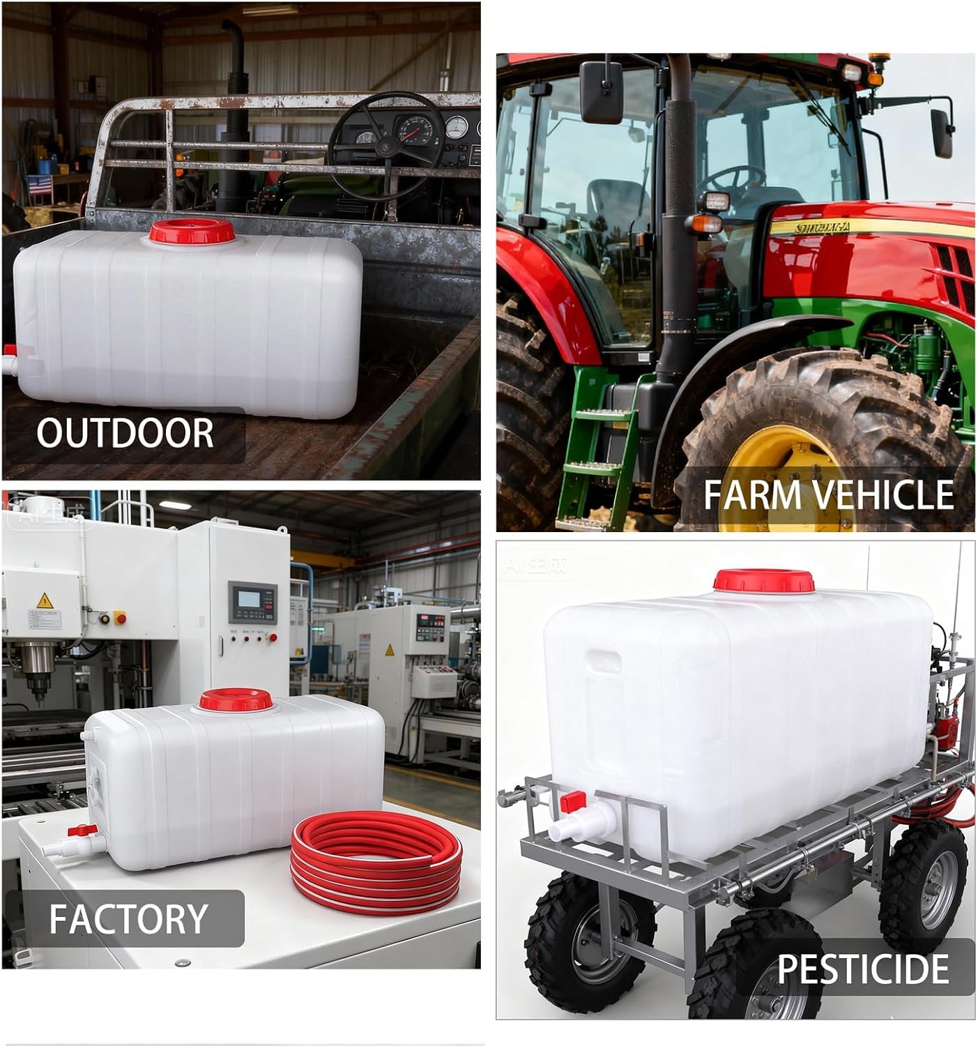 13Gallon/50L Water Storage Tank with Spigot,3m Hose and Control Valve, Large